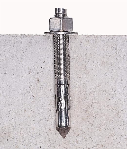 Bolt Dropper 1/2" X 6" Wedge Anchor (5pc), 18-8 Stainless Steel Corrosion Resistant Commercial Grade Washers and Nuts Included Choose Size
