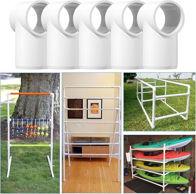 1" Adjustable PVC Fittings 3 Way, 12PCS Furniture Grade PVC Pipe Connector, 1Inch Slip Sling Tee Pipe Fitting for DIY Furniture Structure and Frame, Water Supply, Garden Shelf Greenhouse