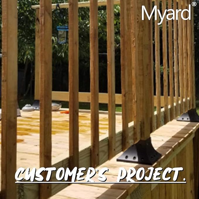 Myard PNP114040 4x4 Post Base Cover (Actual 3.5x3.5 Inches) Post Skirt Flange with Stainless Steel Screws, Post Bracket for Deck Porch Handrail Railing Support Trim Post Anchor (Qty 4, Black)