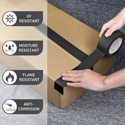 Avery Dennison Duct Tape, Heavy Duty PVC Easy Tear Tape, Strong Adhesive Waterproof Duct Tape for Indoor Outdoor Repairs, 2 in x 36 Yard, Black, 6 Rolls