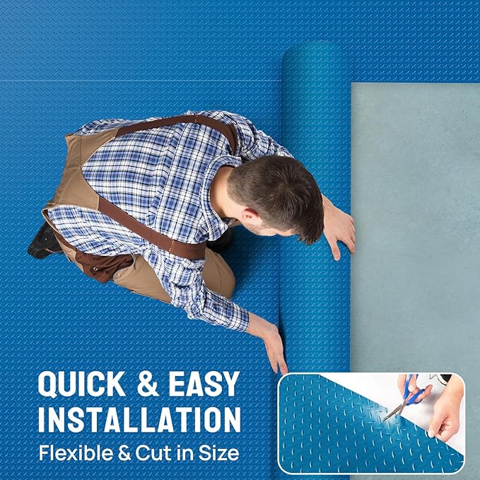 TUFFIOM 7.5 x 20 FT Garage Floor Mat, Thickened Diamond Plate PVC Garage Mats Flooring Roll for Under Car, Garage Parking Mats for Floor Large SUVs, MPV, Pickup Truck