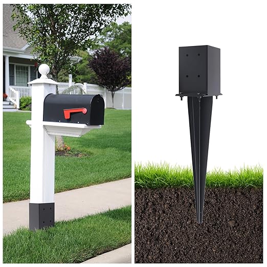 3 Pcs 4"x4" Fence Post Anchor Ground Spike 22"(Actual 3.6"x3.6") Heavy Duty Metal Fence Post Anchor with Black Powder-Coated for Deck,Fence,Porch,Railing,Mailbox