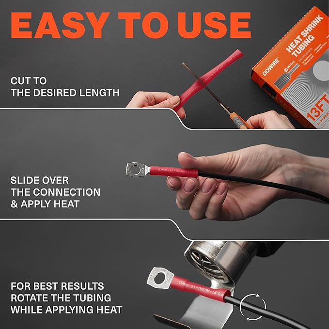 Heat Shrink Tubing 1/4" - Adhesive Lined - 3:1 Ratio - Waterproof Marine Grade Shrink Tube - Wire Shrink Wrap Tubing - Red - 25 Feet