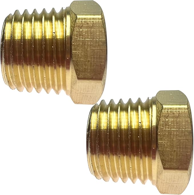 2pcs 1/4" NPT Male x 1/8" NPT Female Brass Reducer Hex Bushing Threaded Fitting Adapter by CX WONDERLAND