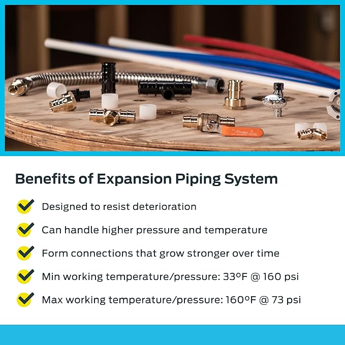 SharkBite 3 Port PEX Expansion Poly Tee, 3/4 Inch Closed Trunk with 1/2 Inch Outlet, Multi Line Water Manifold Plumbing Fittings for PEX-A Tubing, UAMPT3CZ