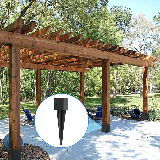 3 Pcs 4"x4" Fence Post Anchor Ground Spike 16"(Actual 3.6"x3.6") Heavy Duty Metal Fence Post Anchor with Black Powder-Coated for Deck,Fence,Porch,Railing,Mailbox