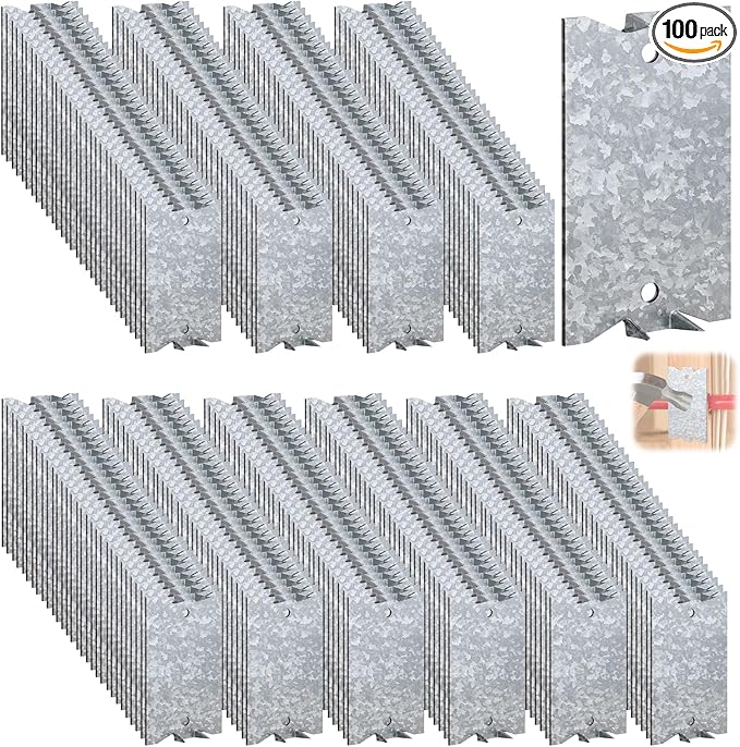 100 Pack Safety Nail Plates for Wood Studs, 2.5 x 1.5 Inch Cable Wire Protector, Metal Anti-Nail Protection with Sharp Pointed Prongs for Plumbing & Wiring Protection(Snowflake Silver)