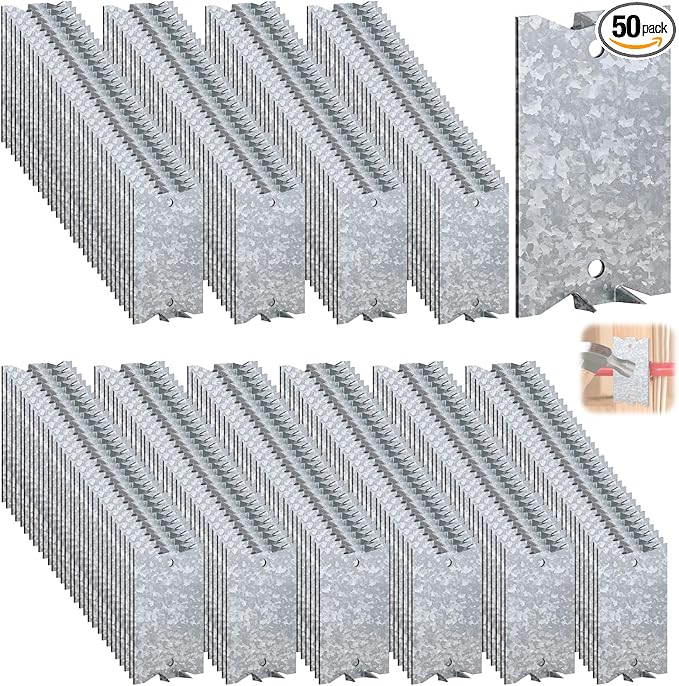50 Pack Safety Nail Plates for Wood Studs, 2.5 x 1.5 Inch Cable Wire Protector, Metal Anti-Nail Protection with Sharp Pointed Prongs for Plumbing & Wiring Protection(Snowflake Silver)
