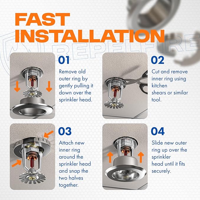 Retrofit Recessed Fire Sprinkler Escutcheon 3/4 in. IPS - Split 3 Piece in Chrome Plated - Depth Adjustment Range up to 3/4 in. for Fire Sprinkler Trim