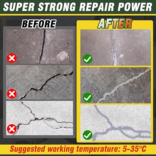 Concrete Crack Filler, 500g Cement Crack Filler, High Elasticity Self Leveling Crack Sealant, Waterproof Concrete Caulk for Driveway, Walkway, Patio, Joint, Indoor and Outdoor Repair