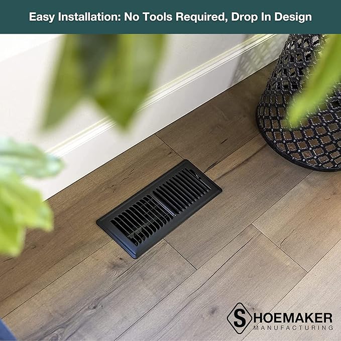 Shoemaker 6x12 Floor Register – Black Heavy Duty Metal Floor Vent Cover for Home Floors - Premium Forced Air Vent Covers