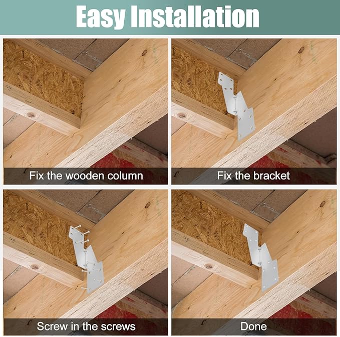 100 Pack Hurricane Straps Brackets, Heavy Duty Hurricane Ties with Black Powder-Coated, Hurricane Straps Trusses/Rafters Ties Brackets Joist Hangers for Wood, Shed, Roof