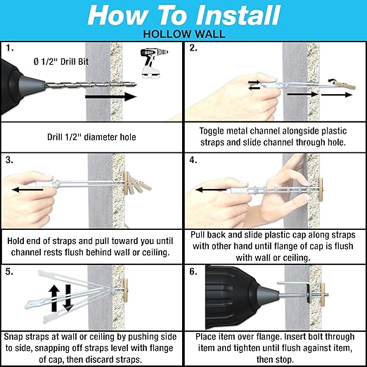 TOGGLER SNAPTOGGLE Drywall Anchor with Included Bolts for 1/4-20 Fastener Size; Holds up to 265 pounds Each in 1/2-in Drywall by TOGGLER (4 Pack)