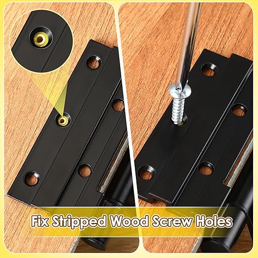 10 Pcs Wood Anchor, Stripped Screw Hole Repair Kit for Wood, Door, Fixing Stripped Screw Holes, Fits Wood Screws Sizes #2 to #16(Yellow)