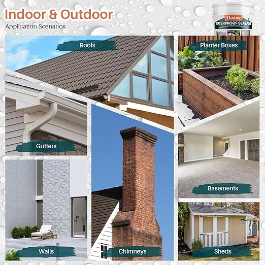 Polyurethane Waterproof Coating, Grey, 5 Gallon, Repair Leaks, Cracks, Roofs, Warehouses, Garages, Basements, Indoor & Outdoor Sealant Waterproof