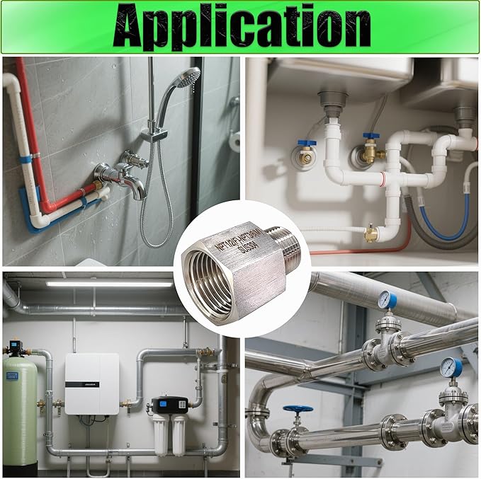 Reducer Adapter Fitting, 1/2" NPT Female x 1/4" NPT Male Reducing Pipe Connector 304 Stainless Steel Reducer Adapters Pipe Fittings (1/2" Female x 1/4" Male)