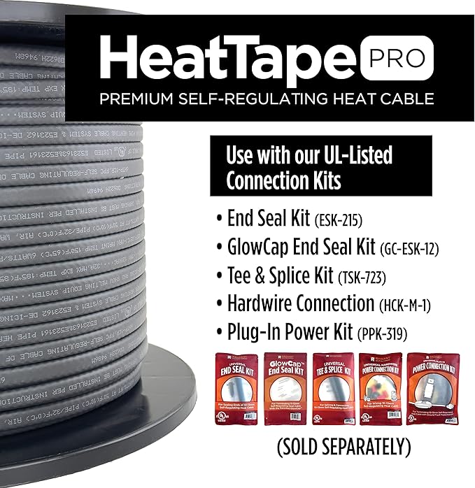 Radiant Solutions Company Heat Tape Pro - Self-Regulating Heat Cable - Long Term Ice Dam, Roofing, Gutter & Pipe Freeze Protection - 12 MM, 6 Watts Per Foot (500, 120 Volt)