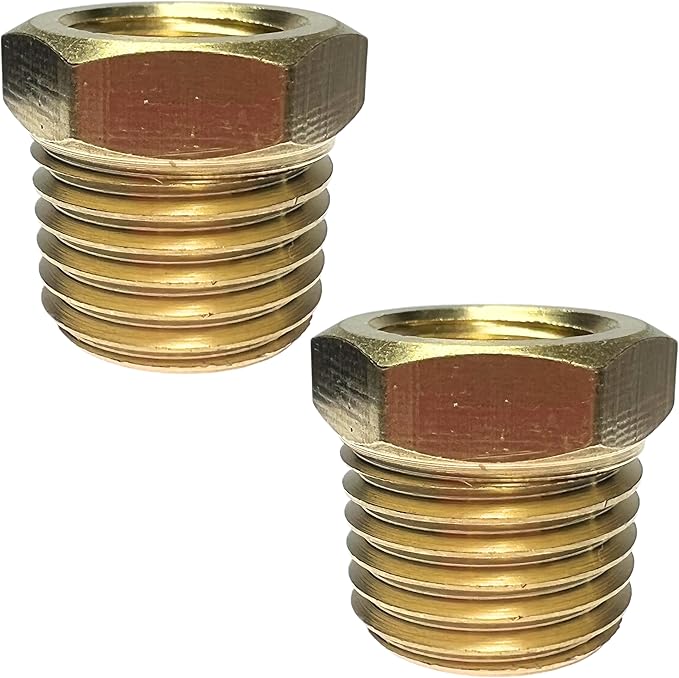 2pcs 1/4" NPT Male x 1/8" NPT Female Brass Reducer Hex Bushing Threaded Fitting Adapter by CX WONDERLAND