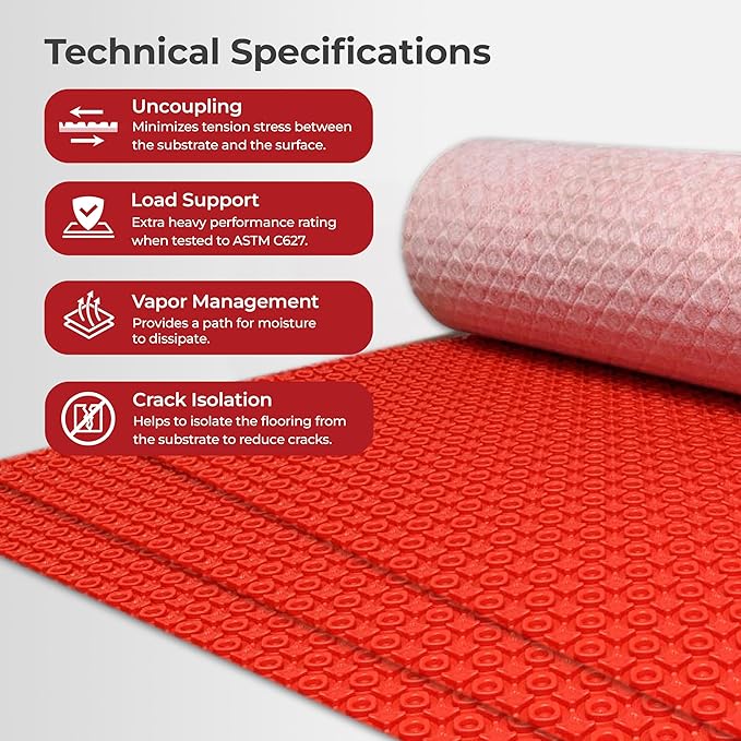 LuxHeat Prova Flex-Heat Uncoupling Membrane 90 sqft, Made for Under Tile Floor Heating System, Floor Underlayment with Moisture Barrier, Holds Underfloor Heating Wire, Flooring Underlayment Padding