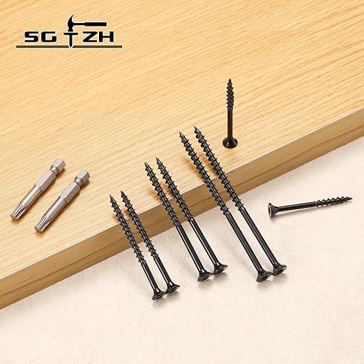 #10 x 3 Inch Deck Screws (59Pcs) 1lb. Carbon Steel, Black, Flat Head, Rust Resistant epoxy Coated, with T25 Star Bit