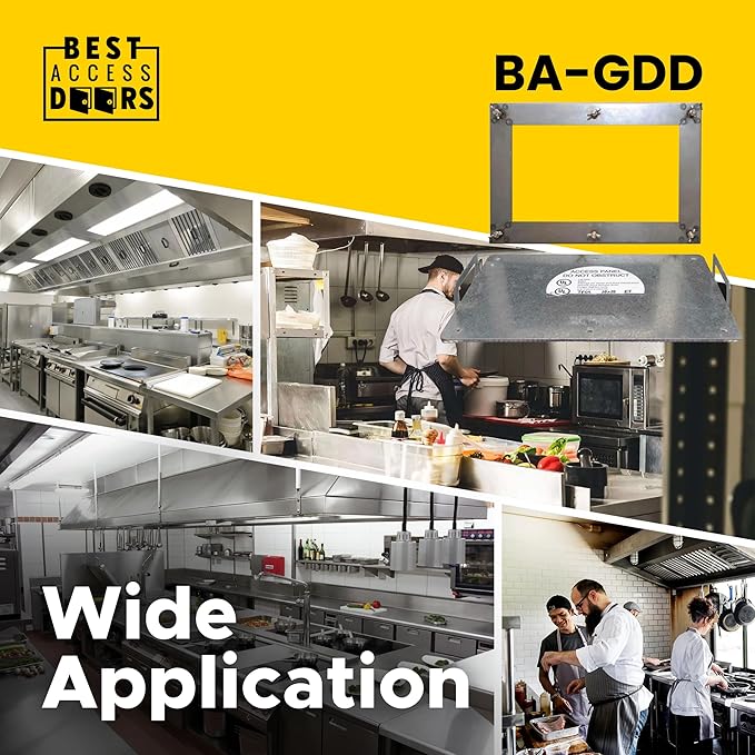 Best 16″ x 20″ Grease Duct Access Panel with Gasket for Kitchen Exhausts, 16-Gauge Galvanized Steel Kitchen Duct Access Door, Grease & Airtight Seal, UL & ULC Listed, Economical Access, BA-GDD
