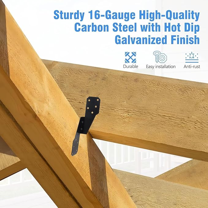 (30 PCS) Heavy Duty Hurricane Ties,Hurricane Straps Trusses/Rafters Ties,Strong Tie Brackets with Black Powder-Coated, Joist Hangers for Wood, Shed, Roof