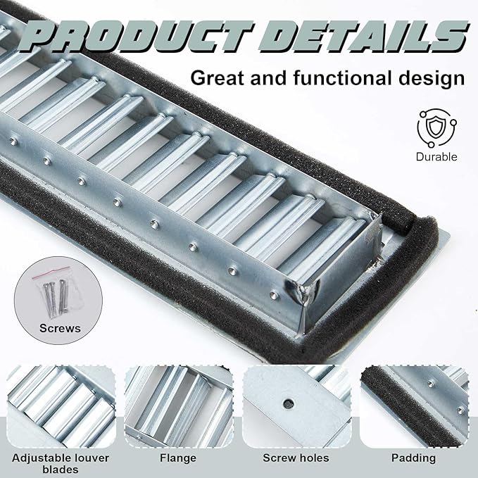 17" x 3" Inch Louvered Air Return Vent Cover for Round Ducts from 6.30" to 15.74" Inches Galvanized Steel with Adjustable Louver Blades, HVAC Pipes Air Supply Exhaust Register Grille