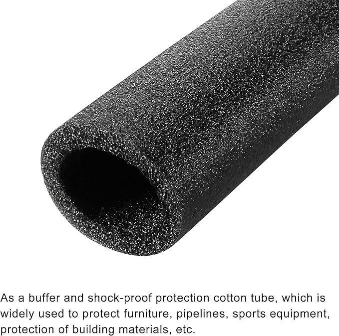 MECCANIXITY Foam Tube Sponge Protective Sleeve Heat Preservation Black Sleeve Polyethylene Pipe 40mm(1.57 Inch) ID for Pipe Insulation, Pack of 2
