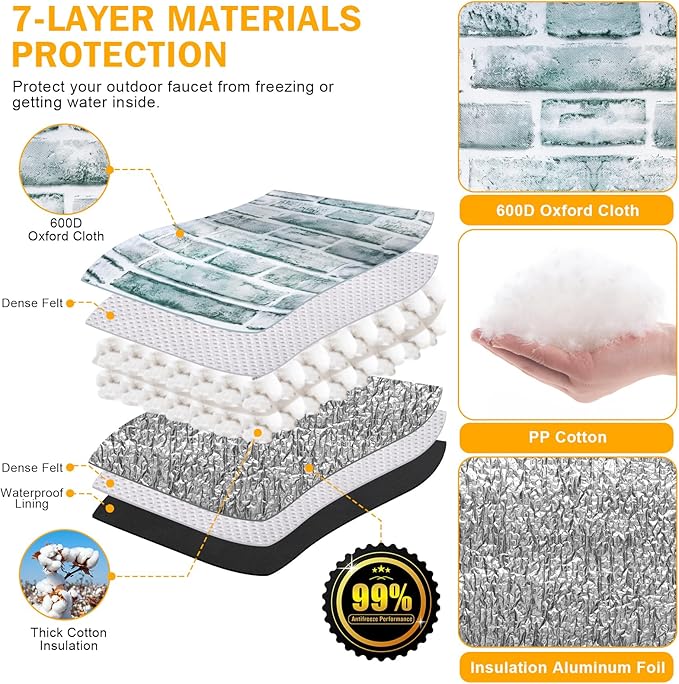 Backflow Preventer Cover Insulated (5˚F) - 20" W x 26" H Backflow Cover for Winter Pipe Freeze Protection - Sprinkler Covers for Outside - Double Wall Insulation Cover Brick White