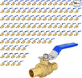 100 Pack Ball Valves, 3/4" Pex Crimp Shut Off Valve Blue, Brass Full Port Pex B Shut Off Ball Valve for Hot and Cold Water, NSF/ANSI 61 Certified