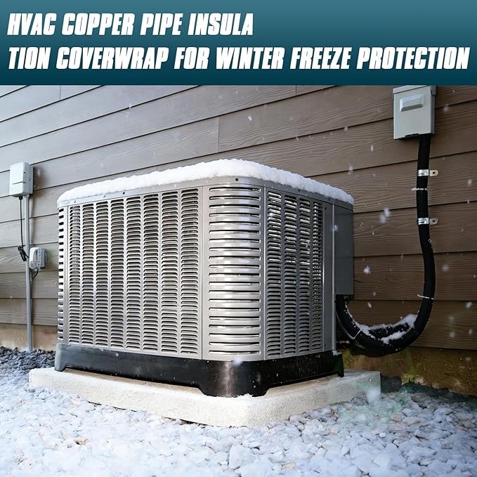 2 Pack HVAC Copper Pipe Insulation Cover, 600D Oxford, 72x10.2 in , AC Pipe Insulation Outdoor Wrap,Flexible Copper Line Insulation Sleeve for Central Air Conditioning Mini Splits，