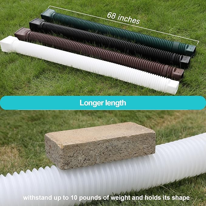 Rain Gutter Downspout Extensions, Flexible Downspout Extender for Rain Water Drainage, Down Spout Drain Extension Extendable from 21 to 68 Inches(3 Pack, White)