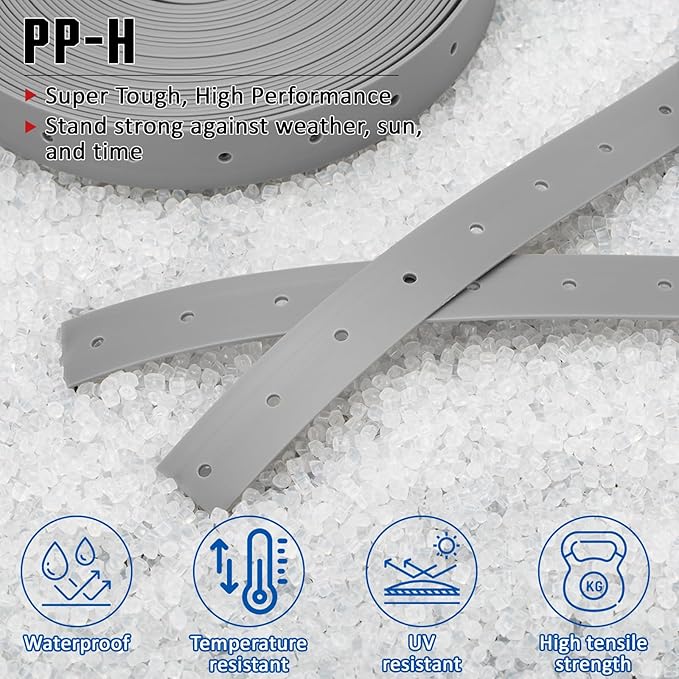 Plastic Hanger Strap 3/4 Inch x 100 Feet Reinforced Flexible Hanger Strap for Pipe & Ducts Securing in Plumbing & HVAC, Gray