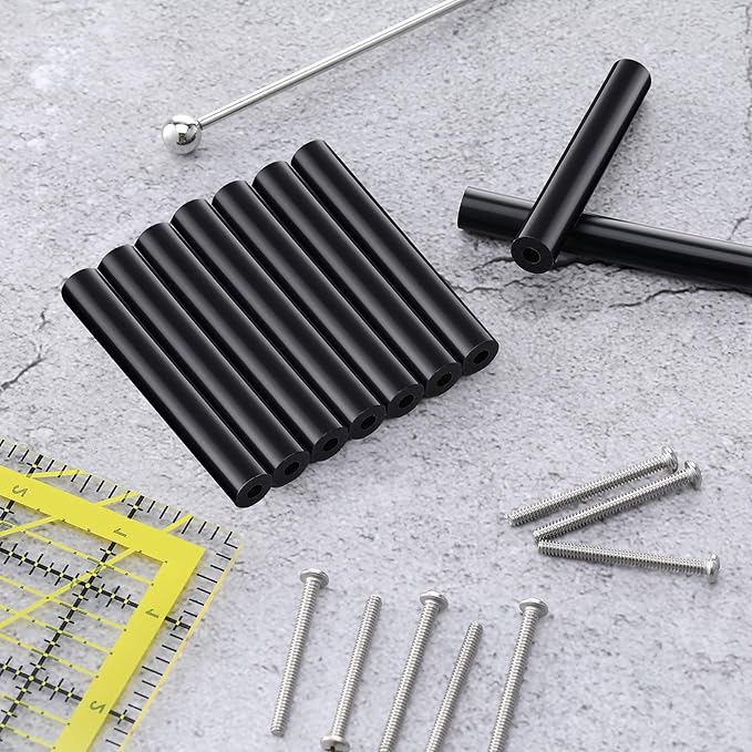 64 Pieces Electrical Outlet Spacers Electrical Outlet Box Extender Kit Includes 16 Pcs 3 Inch Switch and 48 Pcs 1-1/2 Inch 6-32 Thread Flat Head Device Mounting Long Screws (Black)