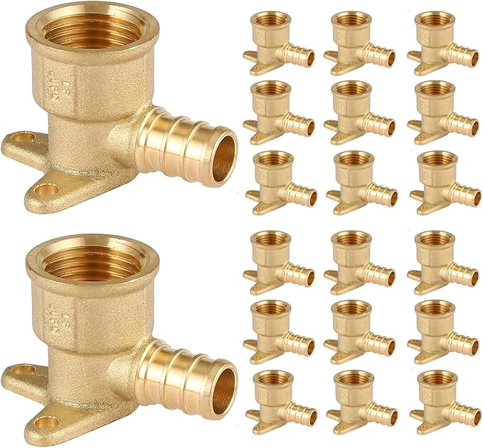PEX Fitting 3/4" Drop Ear Elbow,20Pack Pex 3/4 Inch x 3/4 Inch Female NPT Drop Ear Elbow,PEX F1807 Crimp Brass Fittings(PEX1807169-20Pack)