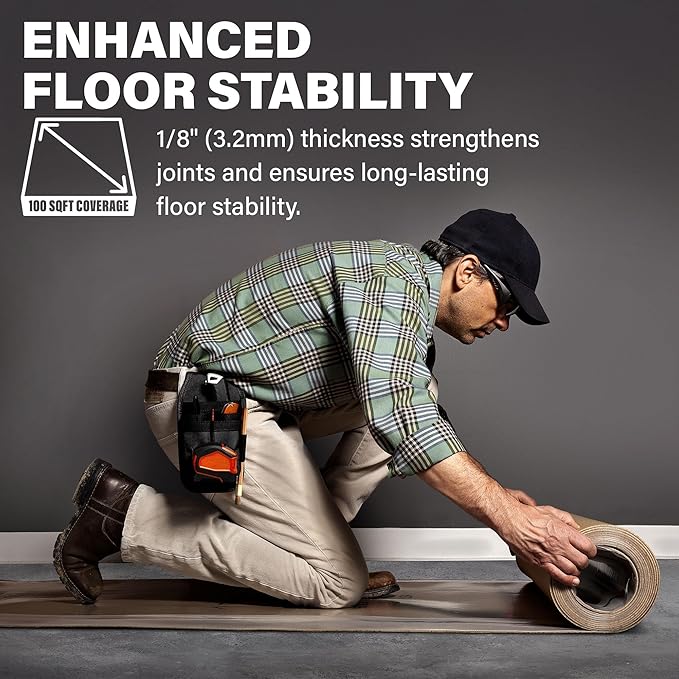 Floor Underlayment - Floor Padding for Vinyl Flooring Roll, LVP Flooring, Hardwood Flooring, Insulation Roll for Flooring Planks - 100Sq Ft