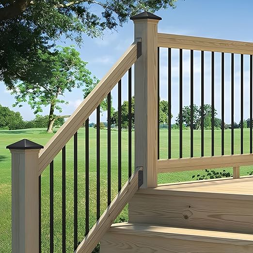 30° Stair Angle Stainless Steel Deck Railing Brackets Connectors for 2"x4" (Actual 1.5"x3.5") Railing Wood Post Stair Fence Railing Connectors with Coated Wood Screws,(4 Pair/Black)