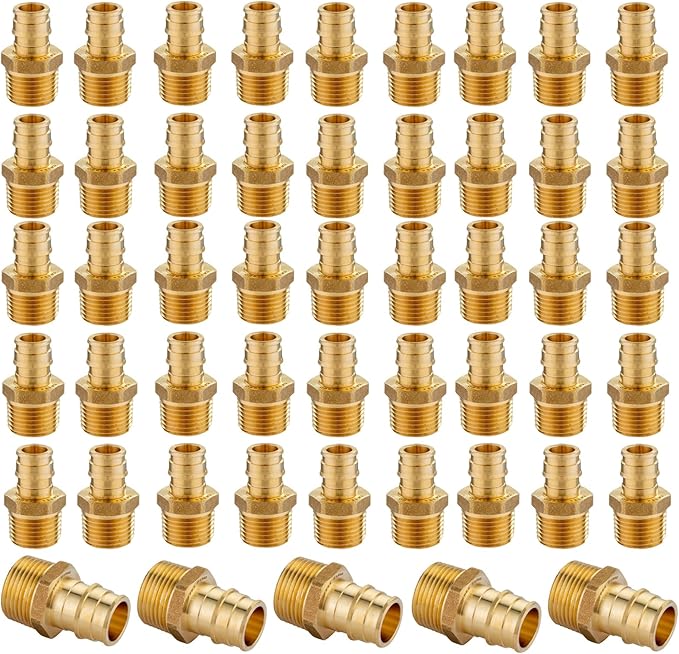 50 Pack PEX Expansion Fittings, 3/4" NPT Male PEX-A Expansion Fittings, ASTM F1960 Male Threaded Adapter(PEX1960018-50Pack)