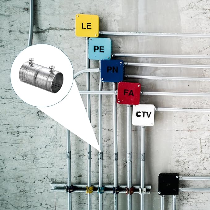 uxcell EMT Coupling, 27mm(1 1/16 inch) EMT Set Screw Coupling Conduit Fittings 53mm Length Electrical Conduit Pipe Connector 0.7mm Wall Thick, 10 Pack