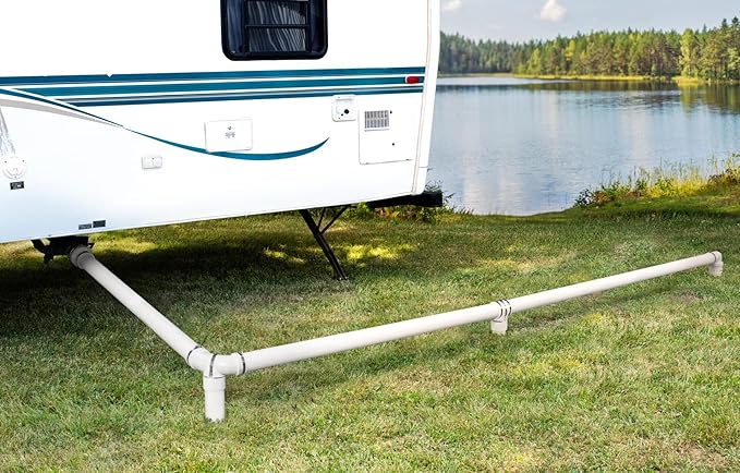 Fernco QwikCamp RV and Camper Sewer Waste Plumbing Connection System Kit with Slip Fit Coupling Adapter for 3-in. PVC Pipe and Pipe Stands in White