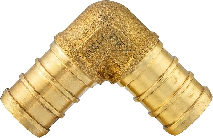 45-Pack EFIELD 1/2" Barb Pex Brass Crimp Fittings 15 Pieces each: Tee, Elbow and Coupling For Pex Tubing Connection, ASTM F1807, (1/2-inch),(PEX1807186)