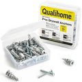 Qualihome Zinc Self Drilling Drywall Anchor Hollow Wall Anchor Kit With Screws - Metal Self Drilling Drywall Anchors With Wide Screw Fins - #8 Zinc Drywall Anchors Heavy Duty (25 Pack)