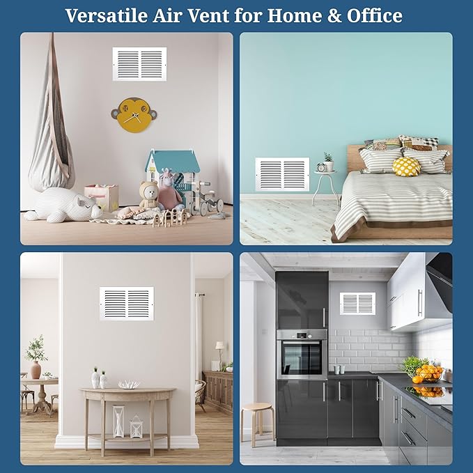 14 x 10 Inch Return Air Vent Cover, Solid Steel HVAC Grille for Wall or Ceiling, White Duct Opening, Durable Return Air Vent Cover, Airflow Ventilation Grille for Home or Office