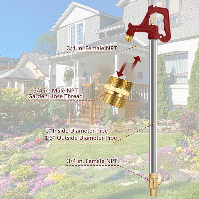 Frost Proof Yard Hydrant Frost Free Outdoor Faucet Freeze Proof Hydrant for Yard Garden Farm Pasture Irrigation,3/4" Water Faucet Pipe Connection,3.25ft Total Length 1' Bury Depth No Lead