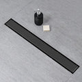 SaniteModar Linear Shower Drain, Black Linear Drain 36 inch with Flat and Tile Insert 2 in 1 Panel, AISI 304 Stainless Steel Black Shower Floor Dain with Hair Strainer and Leveling Feet
