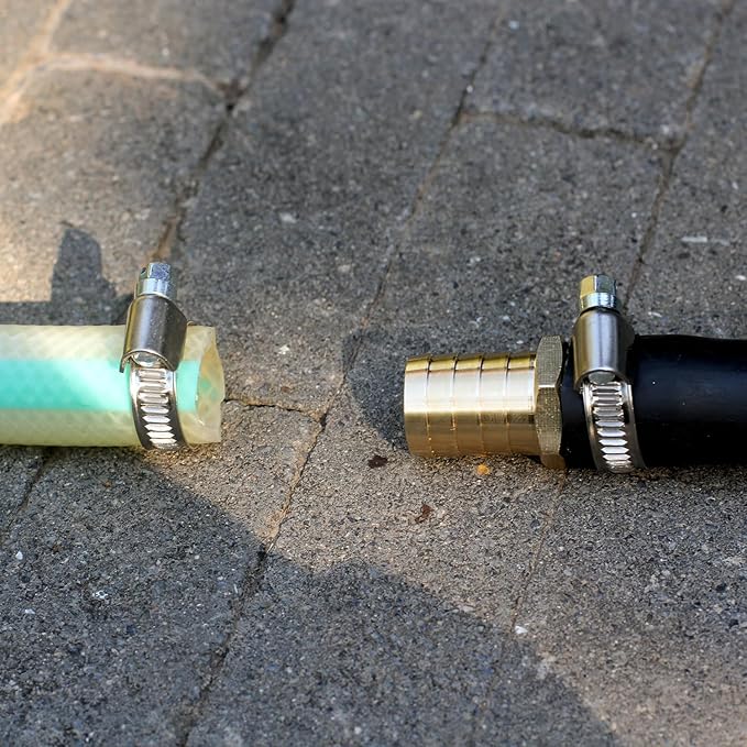 Solid Brass Garden Hose Repair Connector with Clamps Hose Repair Kit, 5/8"Barb Garden Hose Fittings (5/8"Barb-3 Set)
