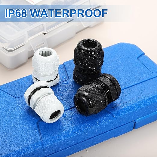 MECCANIXITY 4 Pcs M25 Cable Gland, 13-18mm Wire Hole Waterproof Nylon Joint for Cable Fixing, Wiring, Repairing, Gland Replacement, Electrical Appliances, Black