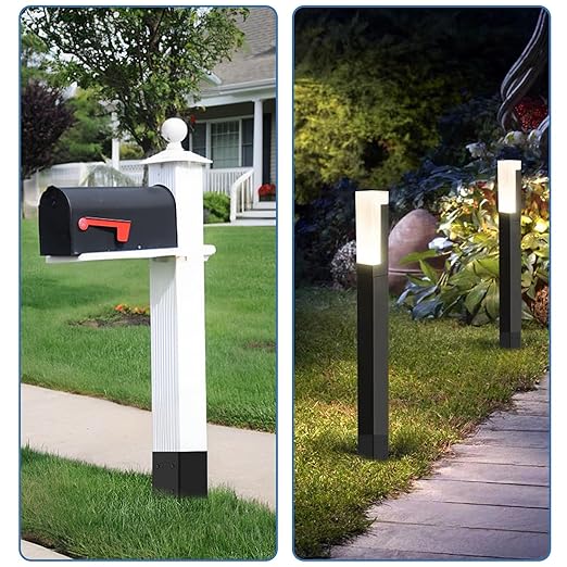 4 Pack 4x4 Fence Post Anchor Ground Spike – Heavy Duty 24" Metal Post Base (Fit 3.6"x3.6") Black Powder-Coated for Mailbox, Deck, Fence, Railing