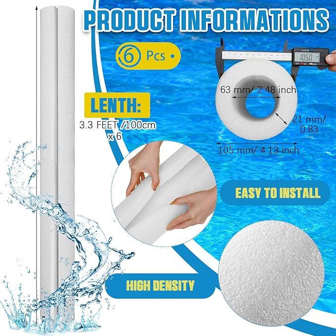 Hanaive 2 Pcs 40 Inch x 4. 1 Inch Jumbo Pool Noodles Bulk Large Swimming Foam Noodles for Floating Craft Projects Pre Slit Clamp Foam Protection Padding Bumper(White)