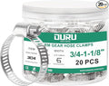 20PCS Hose Clamps Stainless Steel Adjustable 3/4"–1-1/8"(19-29mm) Worm Gear Hose Clamp, Heavy Duty Metal Small Hose Clamps for Automotive, Pipe, Radiator Plumbing, Fuel Line